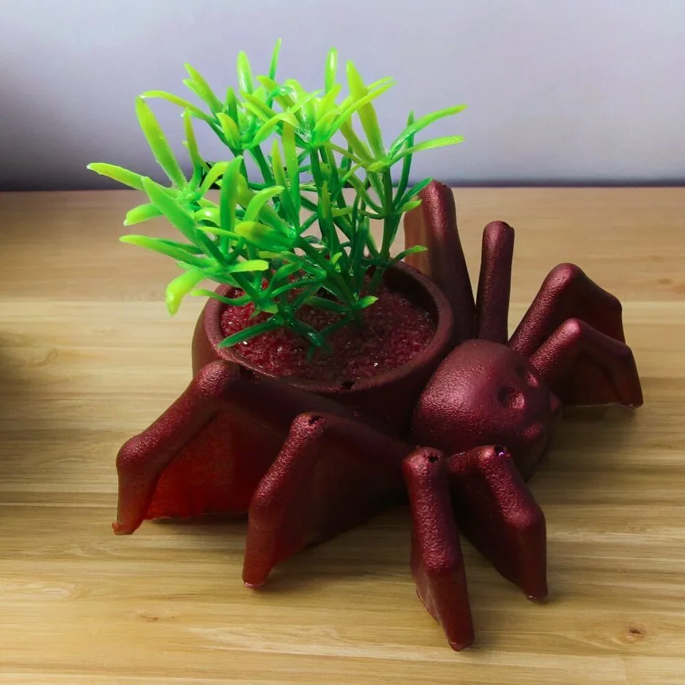 Aquarium Decoration Creepy Spider with Colorful Plant.